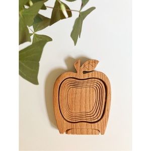 Vintage Wooden Apple Basket and Trivet in One! Folding Apple Bowl, Apple Trivet